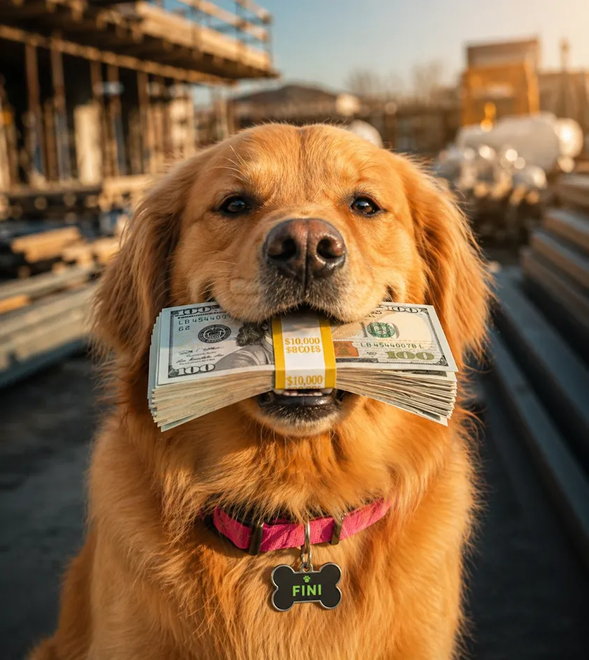 Fini, Improvifi's golden retriever mascot